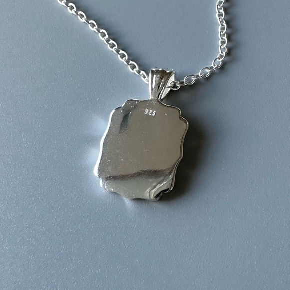 Sterling Silver Birth Flower Necklace Rectangle Pendant - Picture 5 of 9